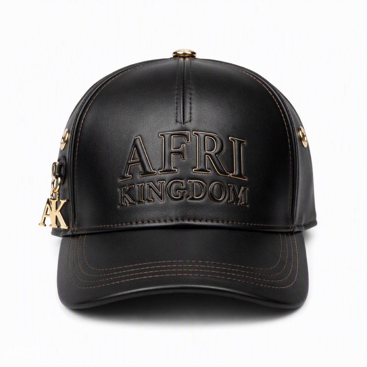 Gold-Hardware Leather Cap — view 4
