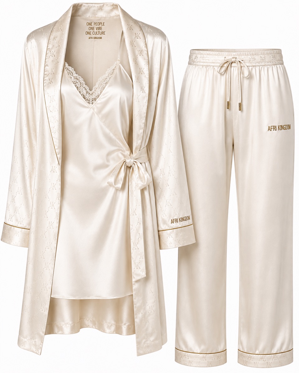 Ivory Satin Wrap Set — Hers — view 3